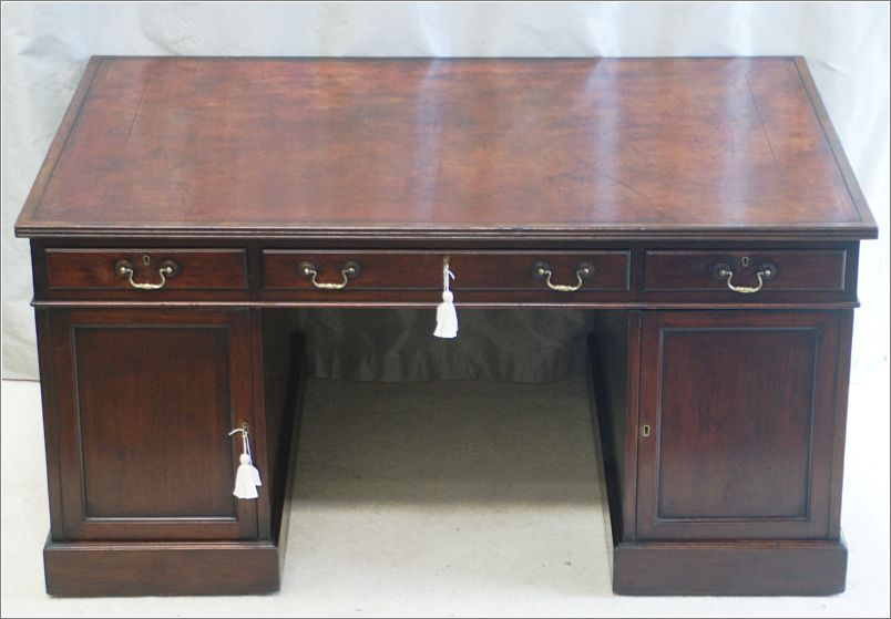 1038 Antique Victorian Mahogany Partners Desk Rear (1)